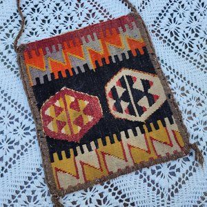 Vintage Tapestry Navajo Aztec Native American Western SW Art Bag Purse Satchel